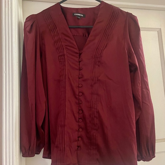 Express Burgundy Button Up Blouse - Picture 1 of 2